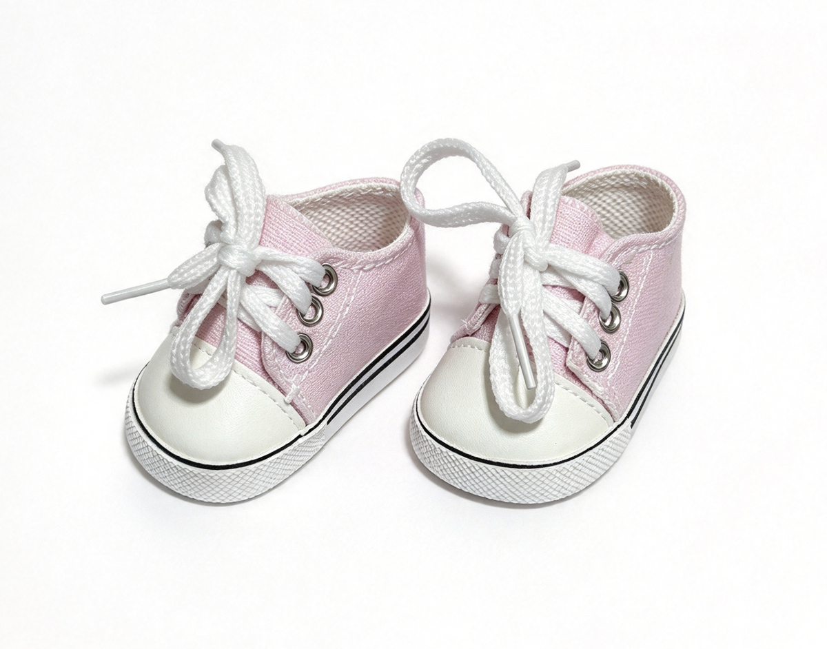 Light Pink Lace Up Canvas Sneakers FOR 18'' DOLL Shoes
