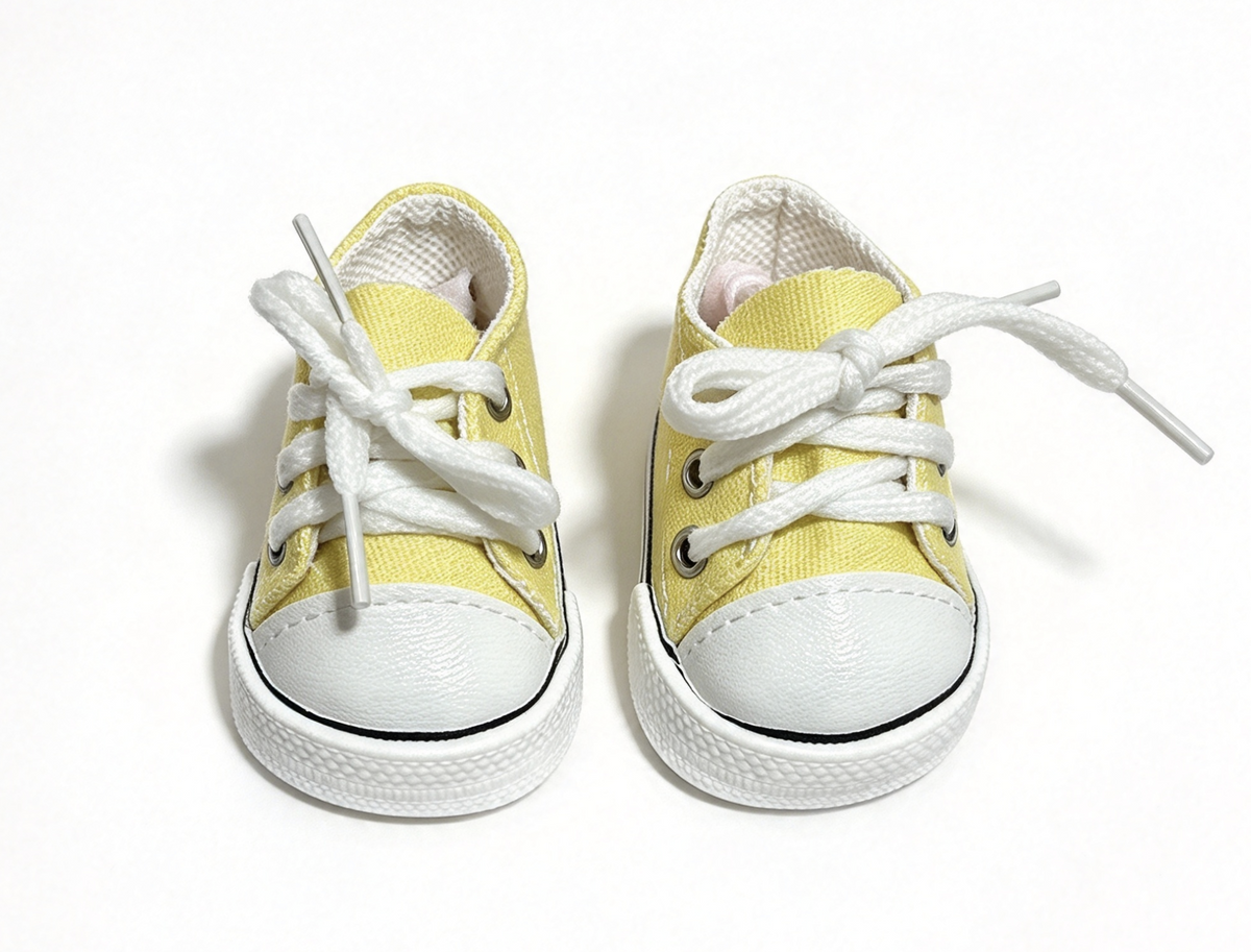 Light Yellow Lace Up Canvas Sneakers FOR 18'' DOLL Shoes