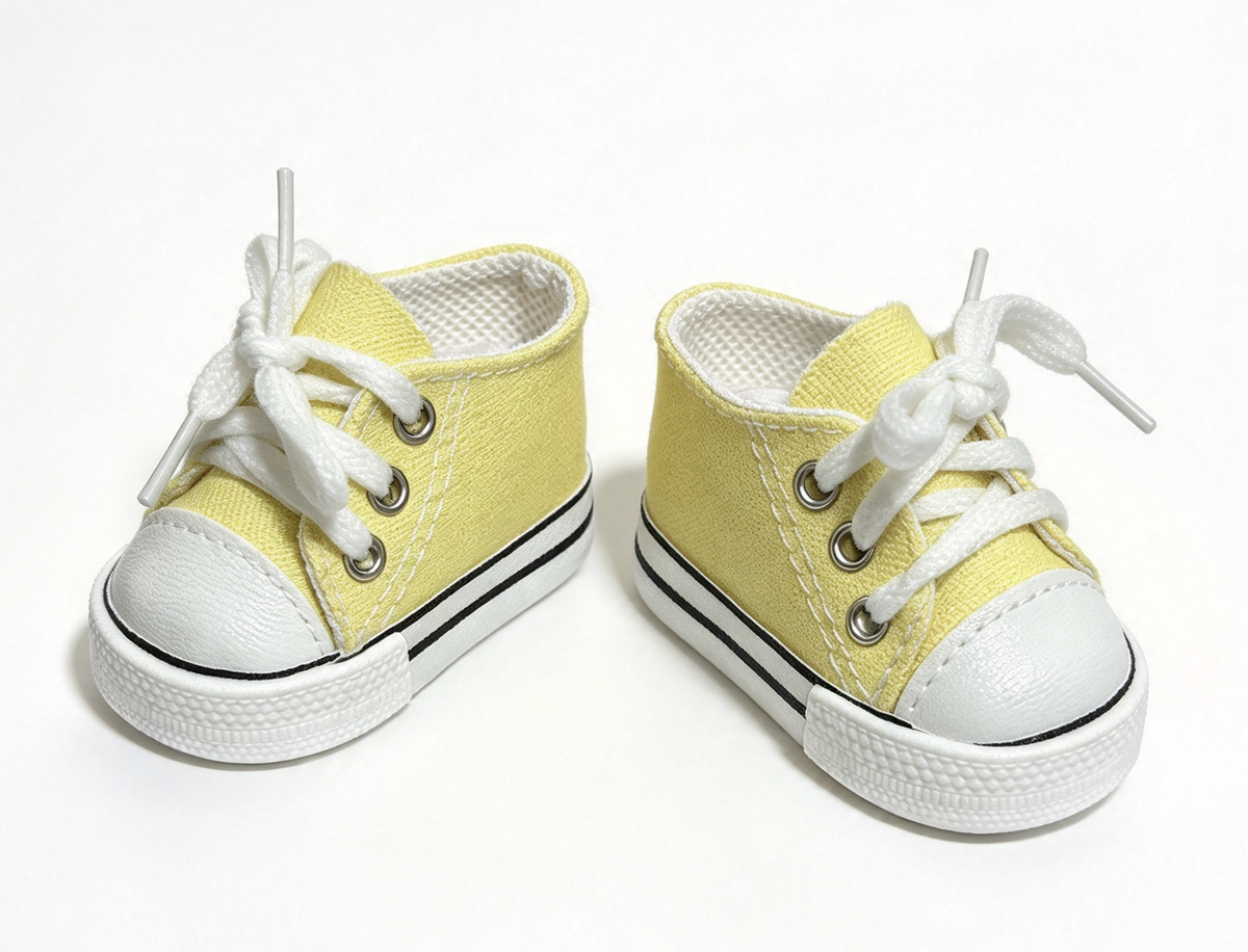 Light Yellow Lace Up Canvas Sneakers FOR 18'' DOLL Shoes