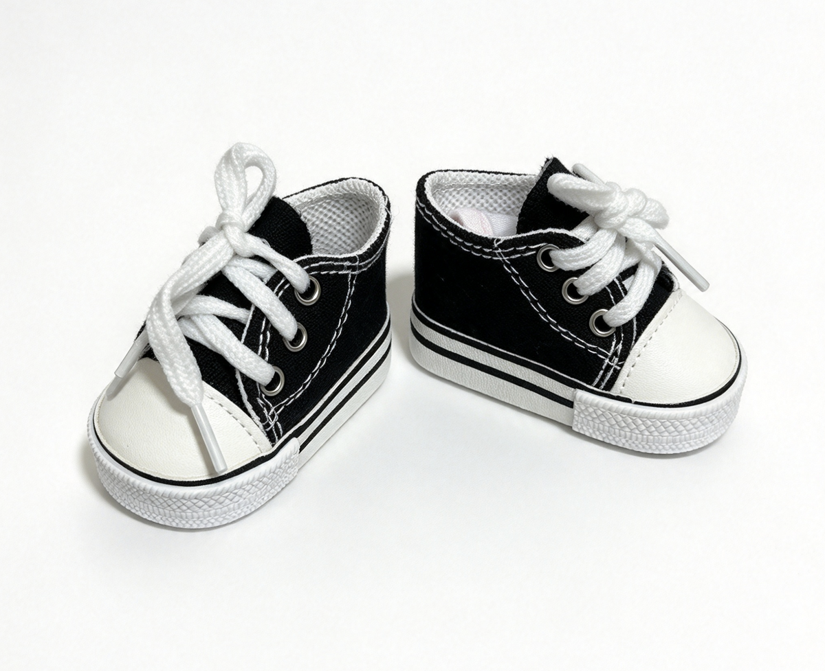 Black Lace Up Canvas Sneakers FOR 18'' DOLL Shoes