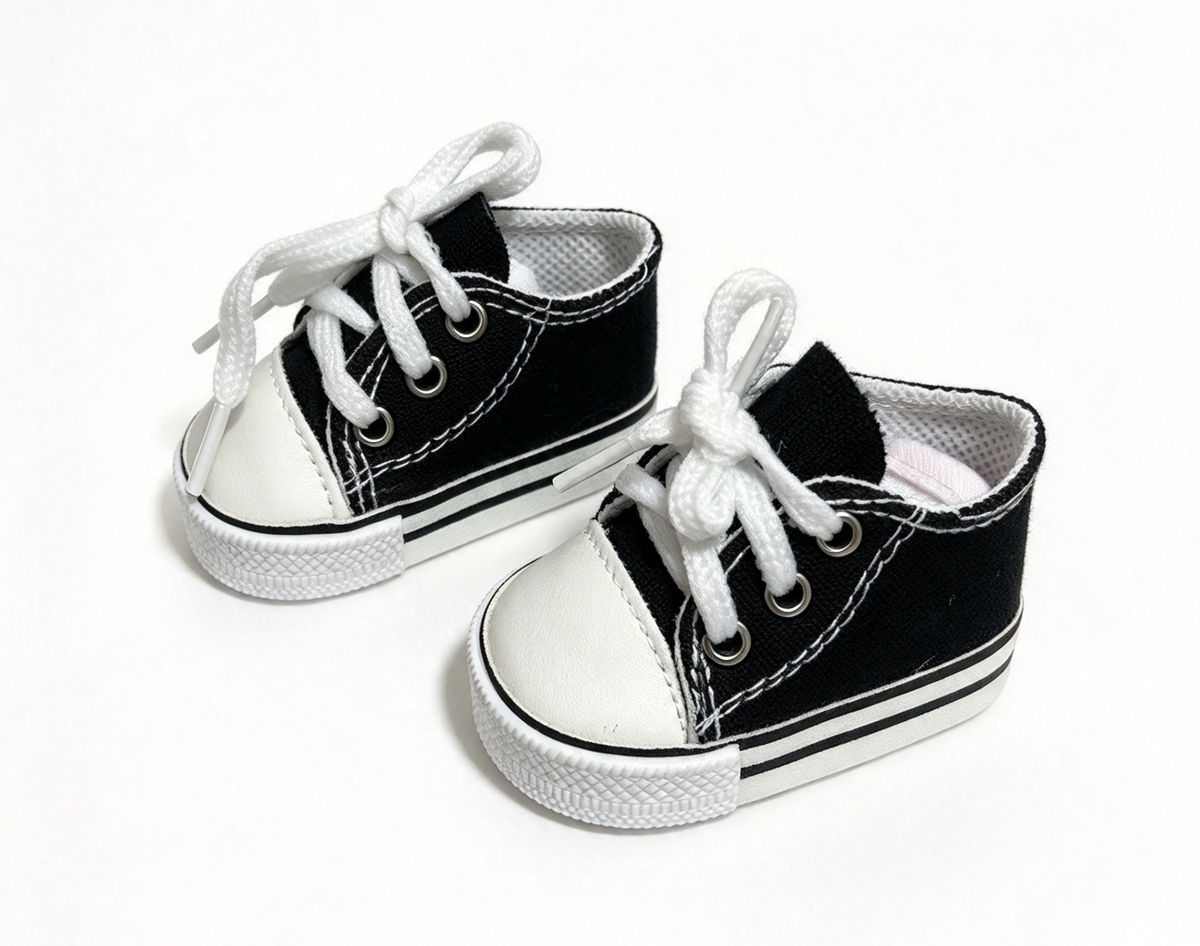 Black Lace Up Canvas Sneakers FOR 18'' DOLL Shoes