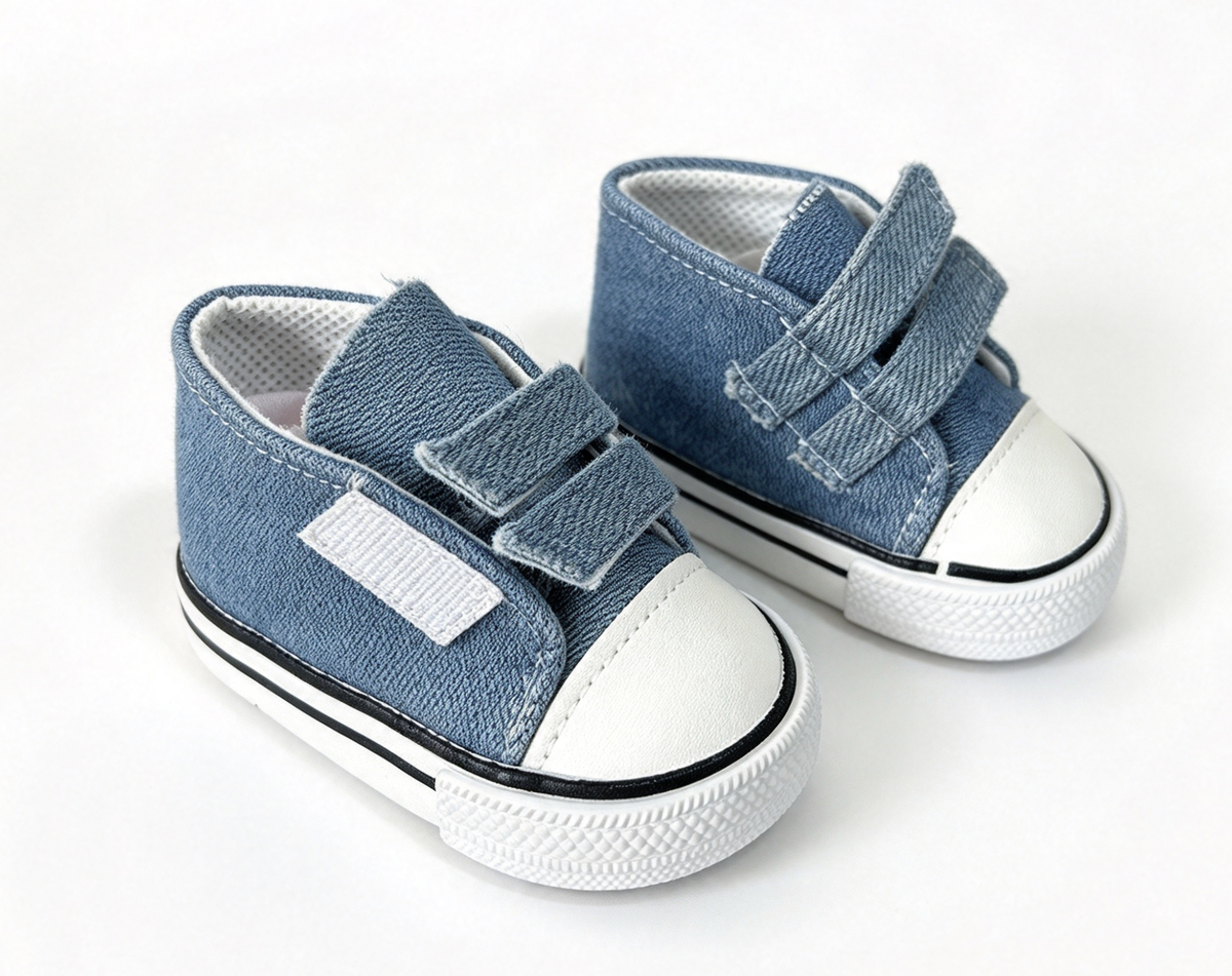 Denim High Top Velcro Sneakers FOR 18'' DOLL Shoes