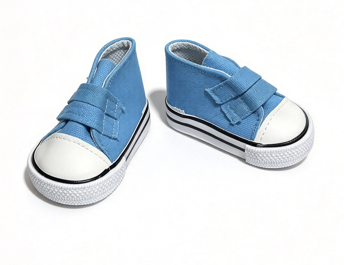 Light Blue High Top Velcro Sneakers FOR 18'' DOLL Shoes