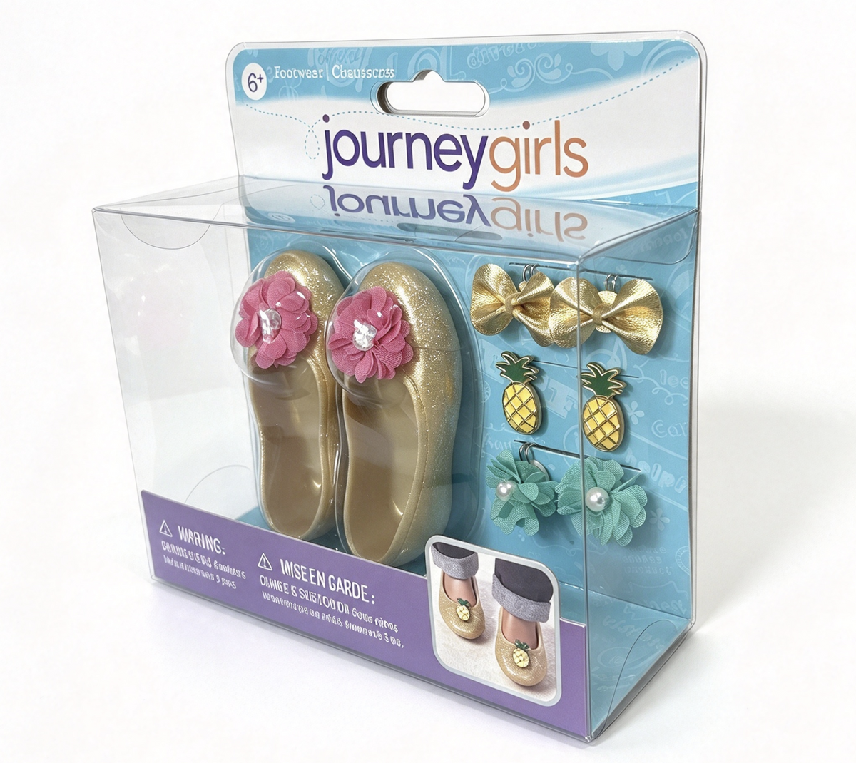 Journey Girls Gold Glitter Doll Flats with Interchangeable Shoe Clips FOR 18'' DOLL