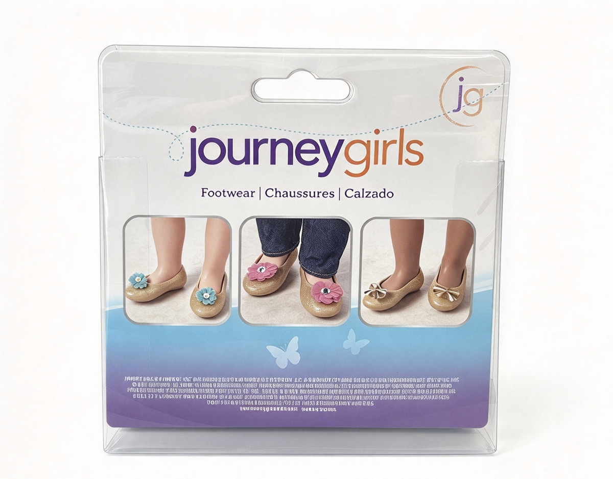 Journey Girls Gold Glitter Doll Flats with Interchangeable Shoe Clips FOR 18'' DOLL