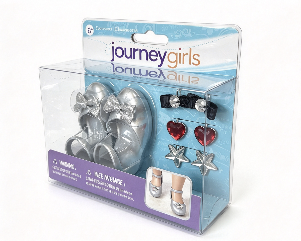 Journey Girls Silver Mary Jane Doll Shoes with Interchangeable Shoe Clips FOR 18'' DOLL