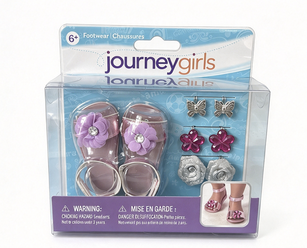Journey Girls Silver Doll Sandals with Interchangeable Shoe Clips FOR 18'' DOLL