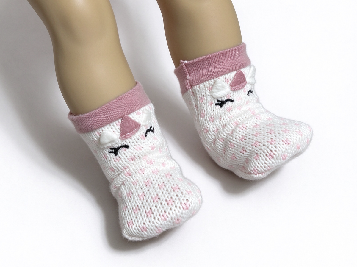 Unicorn Knit Reading Socks FOR 18'' DOLL