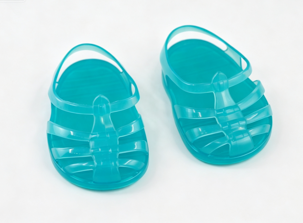 Transparent Blue Jelly Strap Sandals for 18'' Girl Doll | Summer Birthday Outfit Mini Footwear Accessory