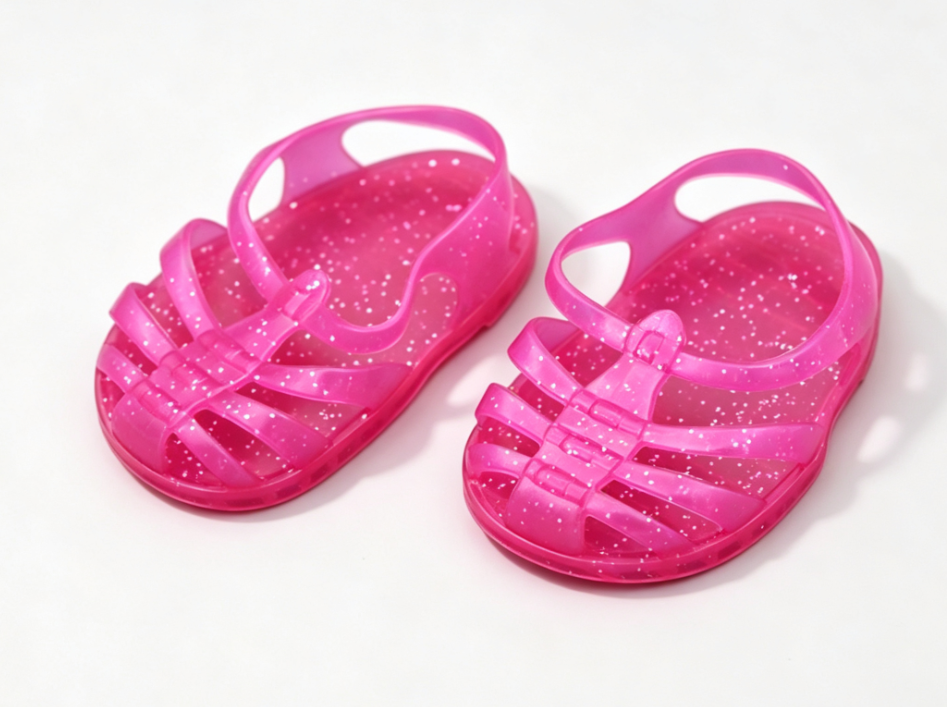 Transparent Pink Jelly Strap Summer Sandals for 18'' doll Cute Casual Mini Footwear Accessory