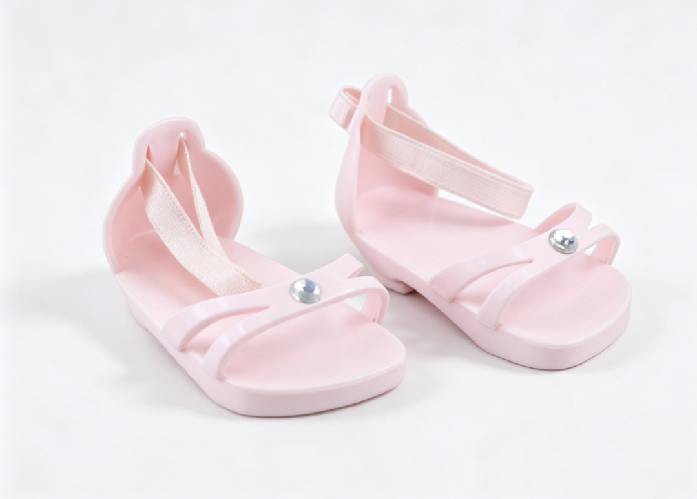 Light Pink Gemstone Kitten Heel Sandals for 18 Inch Girl Doll | Summer Formal Mini Dress Footwear Accessory
