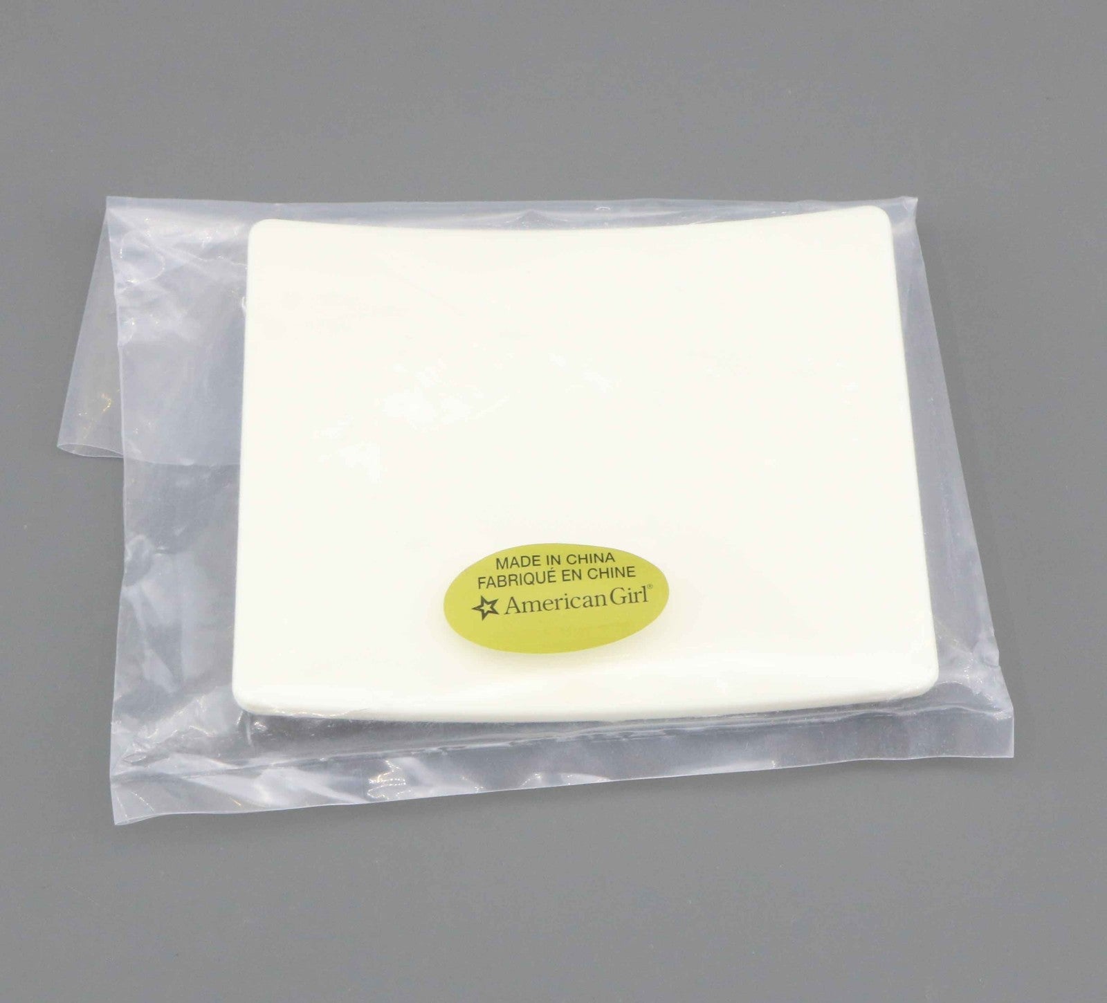 American girl white square plate for 18'' doll setting out tastes city market